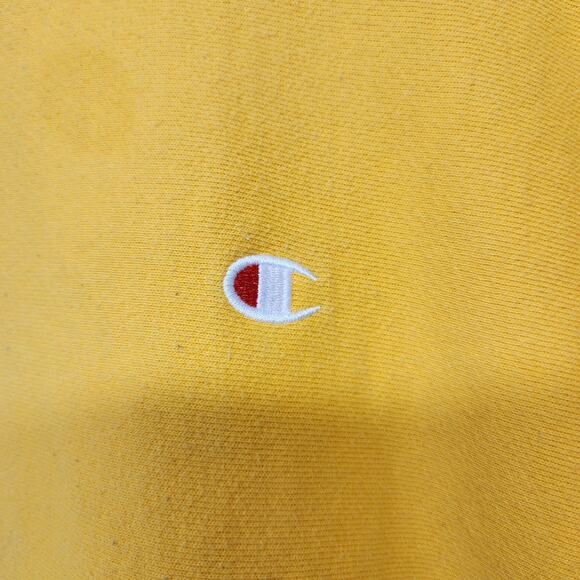 Champion Reverse Weave Sweatshirt Mens XXL 2XL Yellow Heavyweight Distressed - Picture 8 of 15